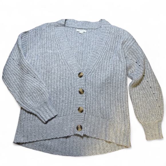 American Eagle Buttoned Boxy Cardigan Sweaters Size XS Oversized Gray Green Cozy - Picture 13 of 16